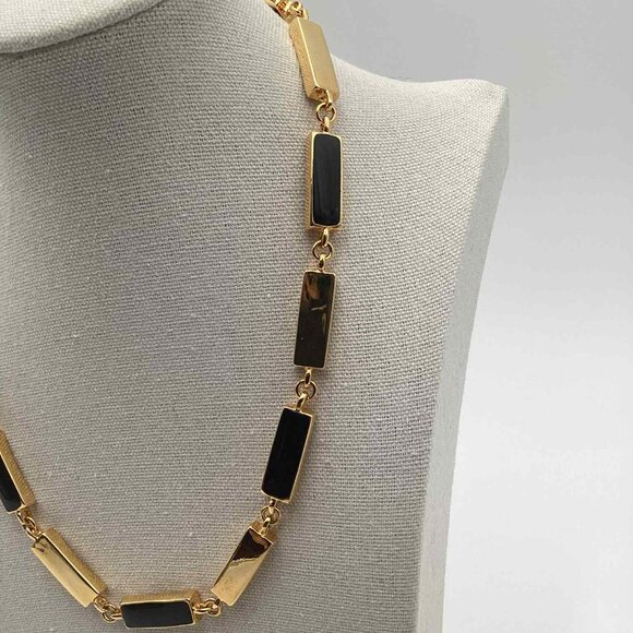 Joan Rivers Classics Collection Gold-Tone Black Enamel Link Necklace - Picture 3 of 6